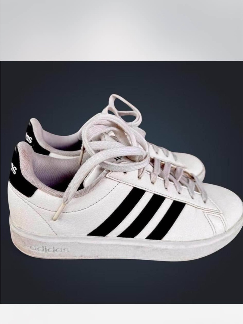 adidas White Low-Top Sneakers with Black Three-Stripes
